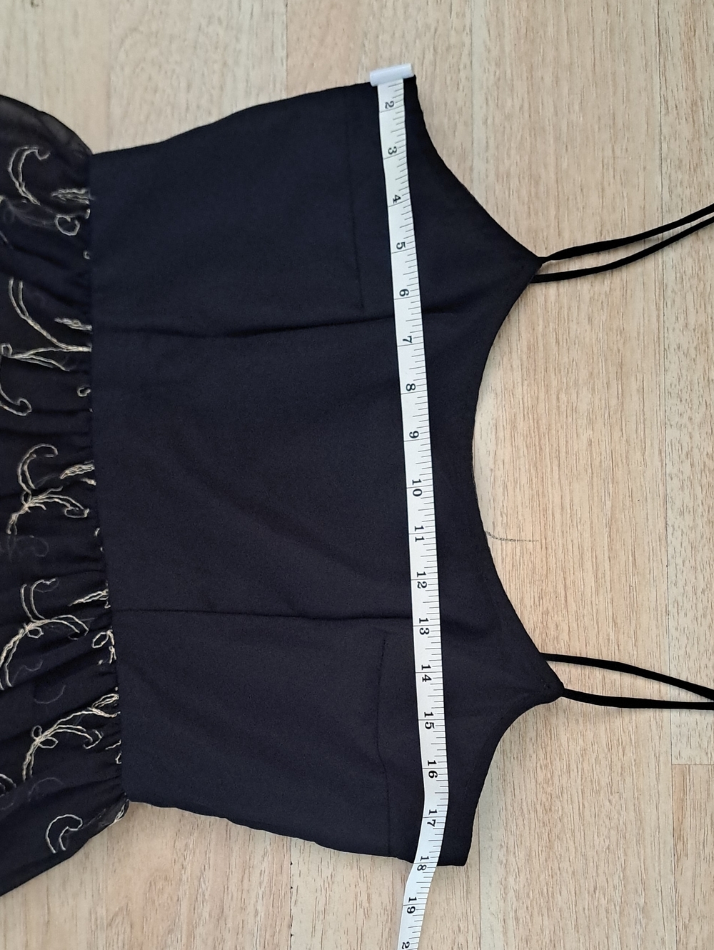 Black Midi Dress with Gold Floral Embroidery - Picture 7 of 10